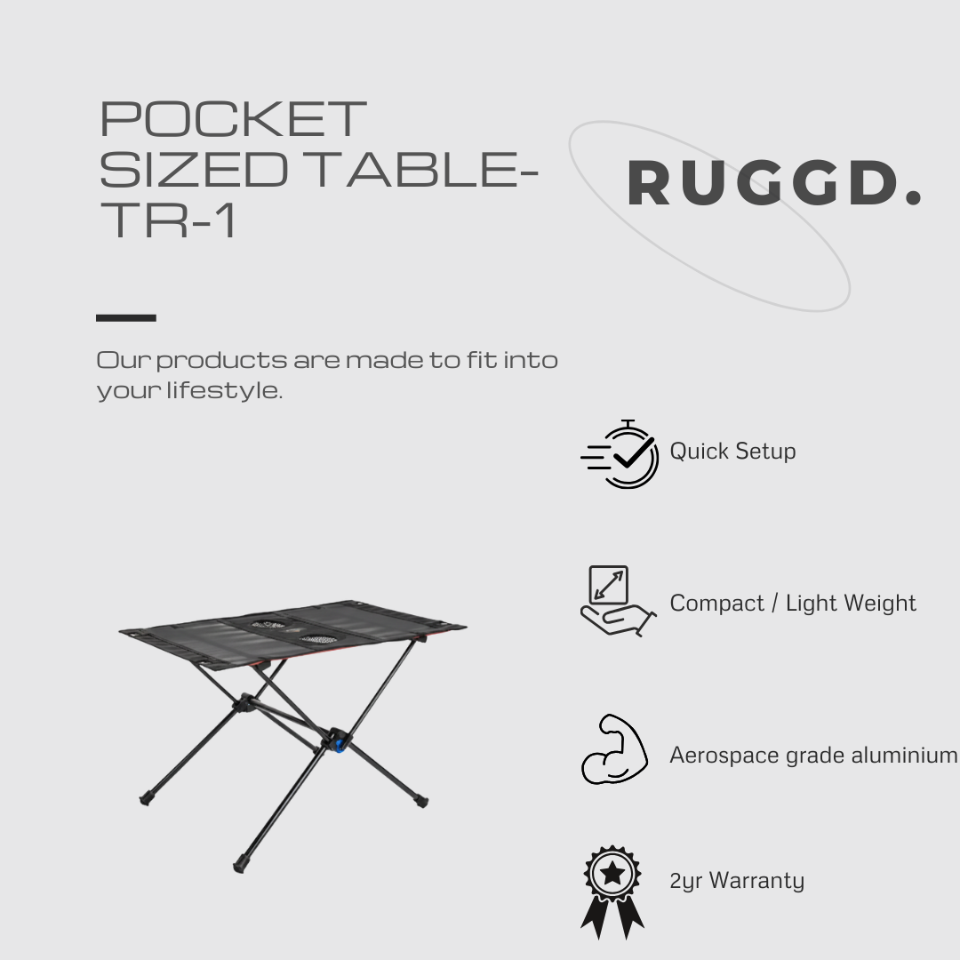 TR-1 Pocket Table (Portable Foldable Outdoor Table with Double Cup)