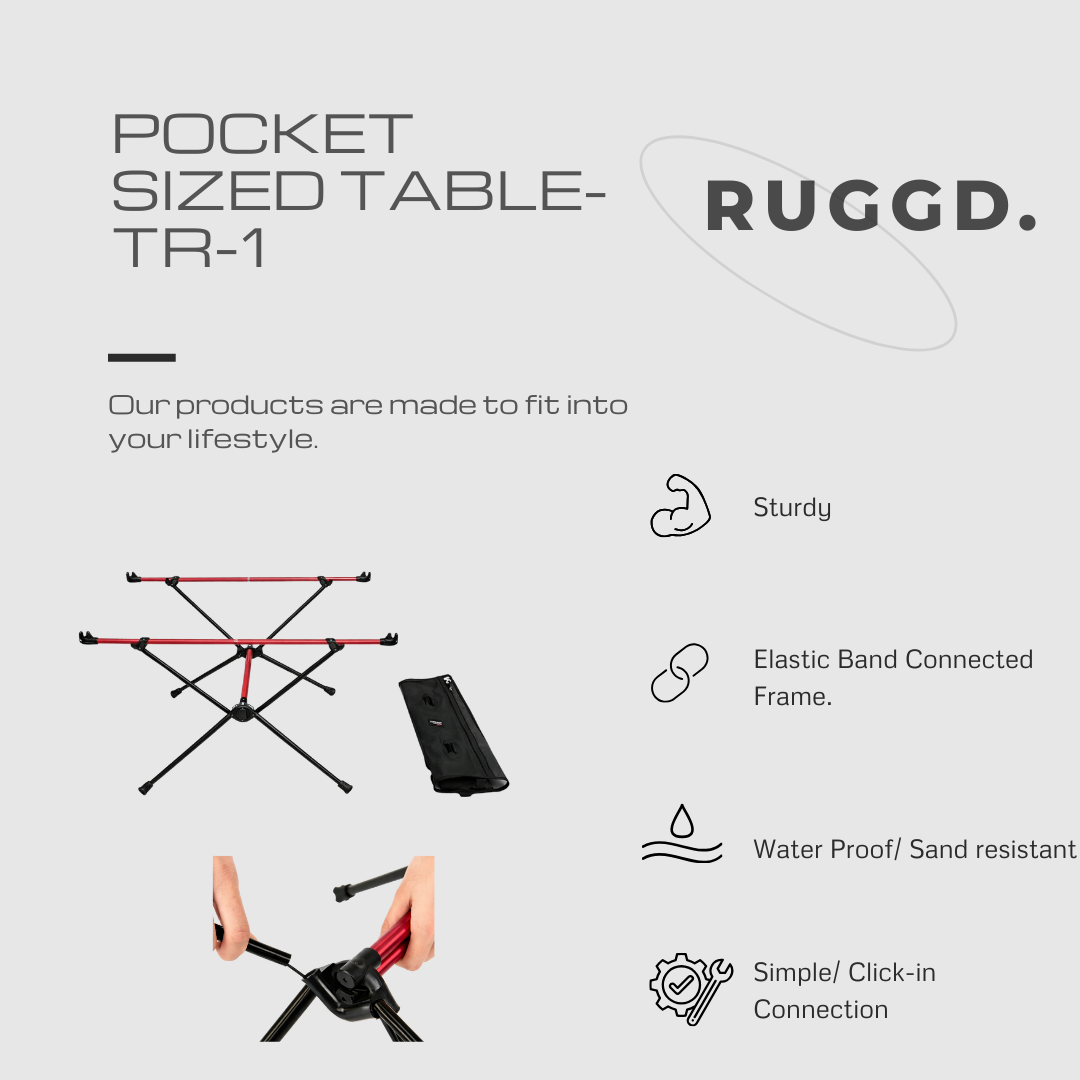 TR-1 Pocket Table (Portable Foldable Outdoor Table with Double Cup)